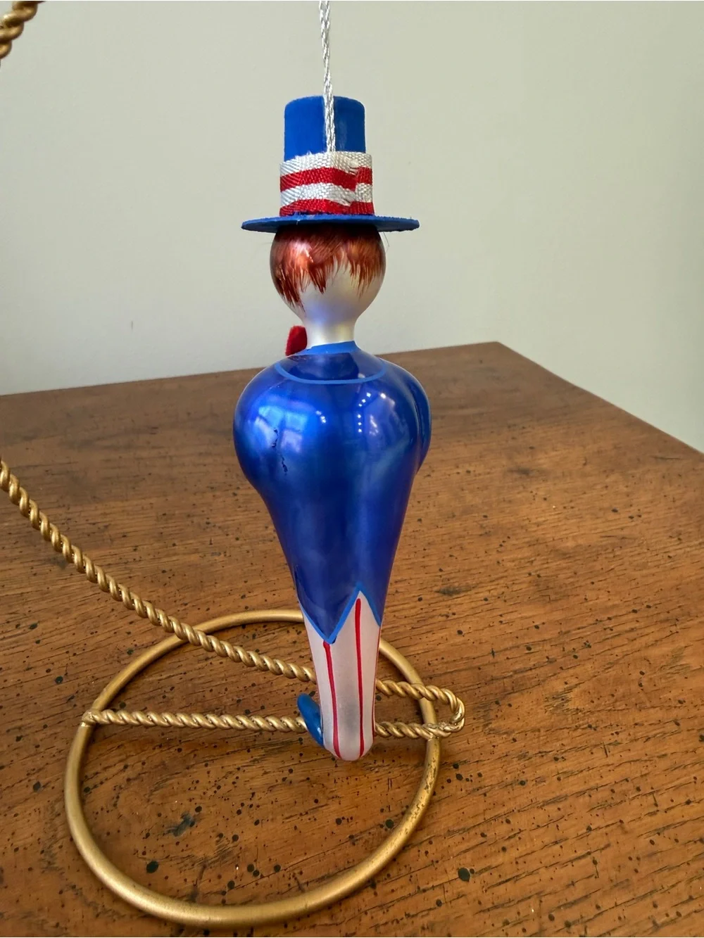 Vintage De Carlini Christmas Ornament - Uncle Sam Patriotic